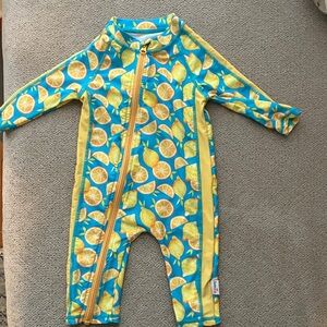 Swim zip 6-12 unisex lemon swim onesie rash guard